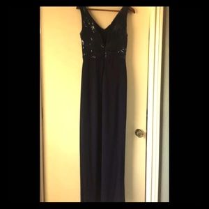 Ralph Lauren Evening Sleeveless V-Neck Gown NAVY 6